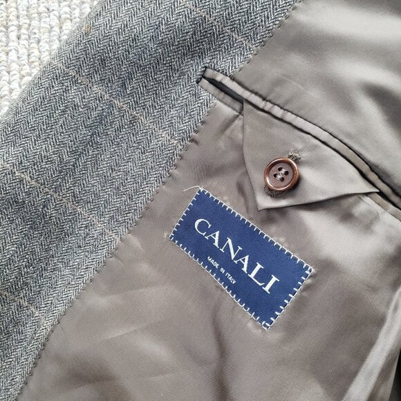 Canali 13320 Brown Windowpane Blazer Men's 60L IT (50L US) - Picture 2 of 13